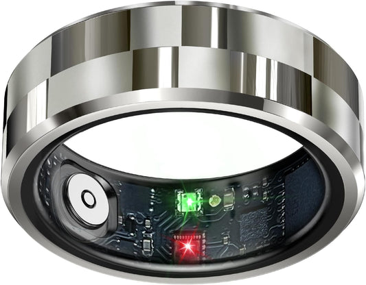 Smart Health Tracking Ring with Sleep and Heart Rate Monitoring, Waterproof Fitness Tracker for Activity, Steps, Distance, and Calories, Air Gesture Control, Up to 7-Day Battery Life, Compatible with iOS and Android (Stylish Silver #8)